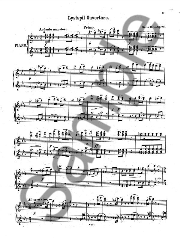 Keler Bela: Lystspil Ouverture Op. 73 For 4-hændigt Klaver