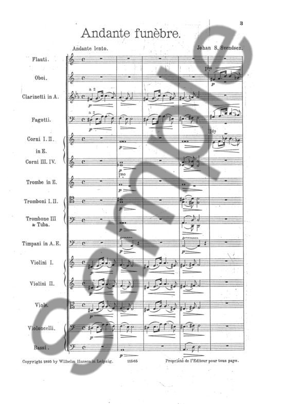 Johan Svendsen: Andante Funèbre For Orchestra