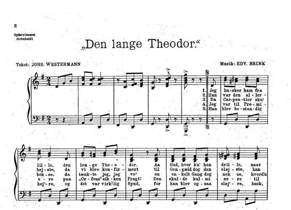 Edvard brink: Den Lange Theodor (Voice and piano)