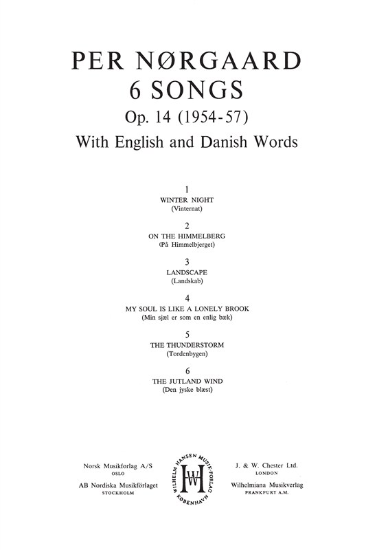 Per Nørgård: 6 Songs From Opus 14