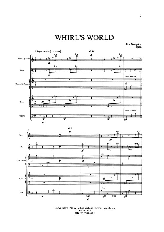 Per Nørgård: Whirl's World (Score)