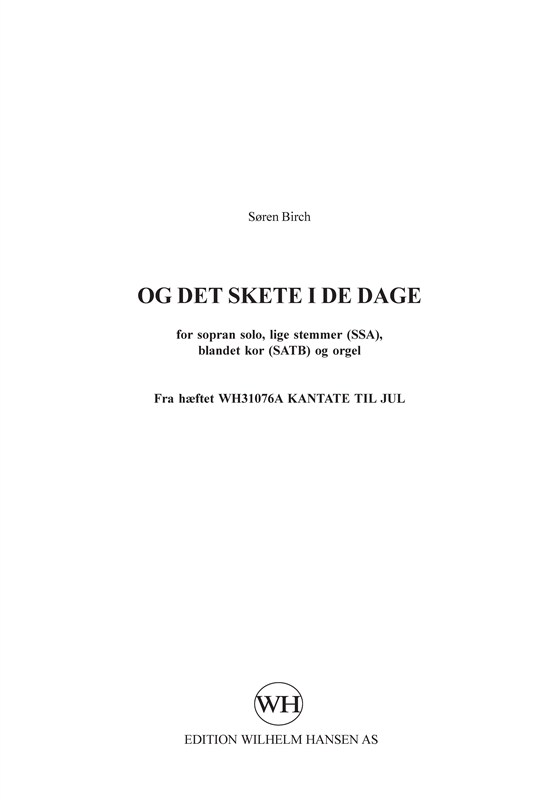 Søren Birch: Og Det Skete I De Dage