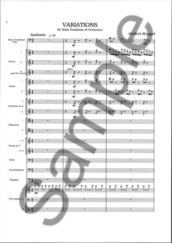 Koppel: Variations For Bass Trombone And Orchestra (Score)