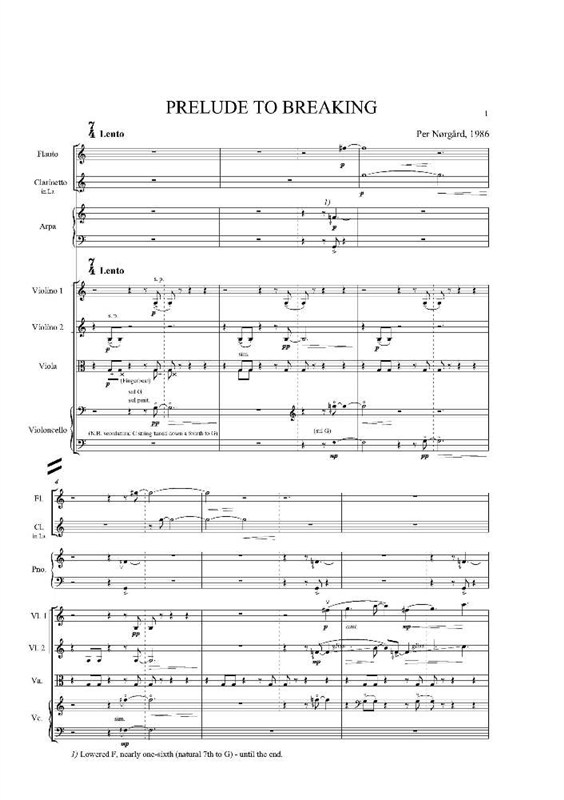 Per Nørgård Prelude To Breaking (Score) Vers. 2010