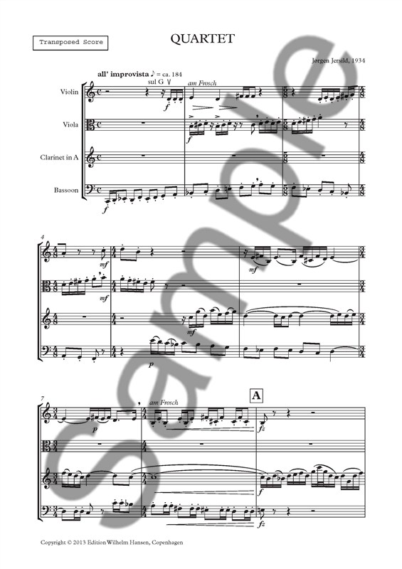 Jrgen Jersild: Quartet (Score)