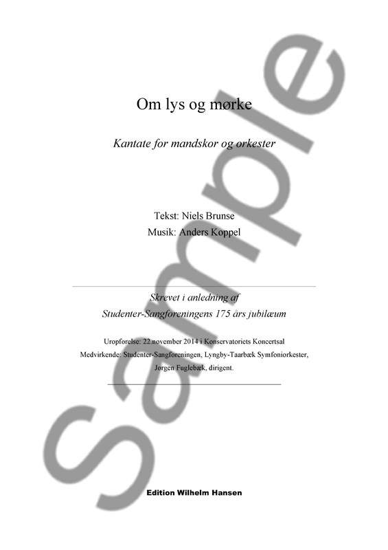 Koppel: Om Lys Og Mørke (Score)