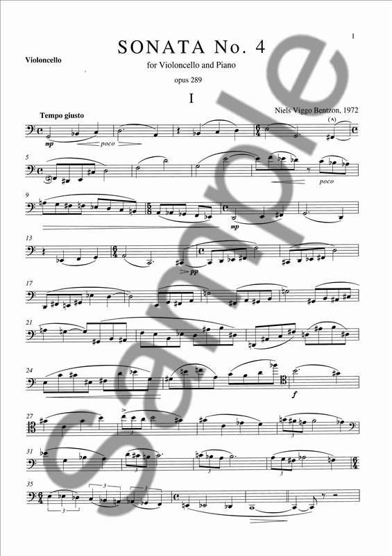 Sonata No. 4 For Cello And Piano: Op.289