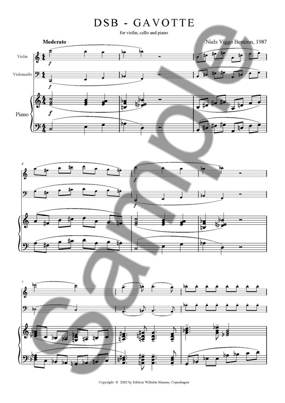 Niels Viggo Bentzon: DSB-Gavotte For Piano Trio Op. 514