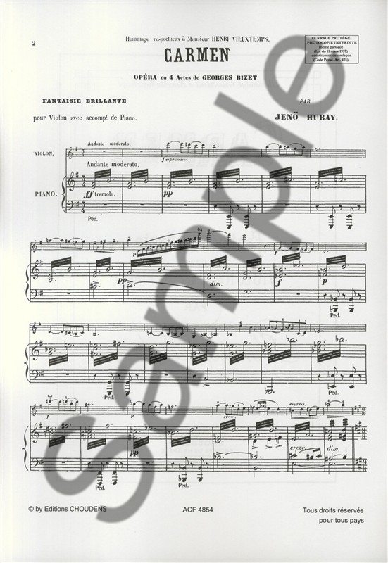 Georges Bizet: Fantaisie Brillante (Carmen) - Violin/Piano