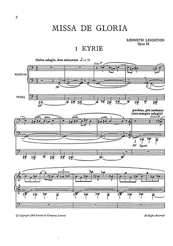 Kenneth Leighton: Missa De Gloria Op. 82 for Organ
