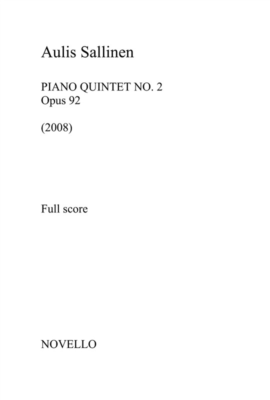 Aulis Sallinen: Piano Quintet Opus 92 (Score And Parts)