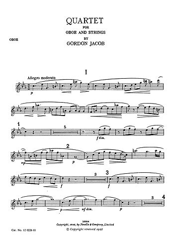 Jacob: Quartet For Oboe And Strings (Parts)