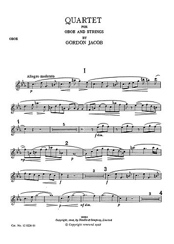 Jacob: Quartet For Oboe & Strings (Miniature Score)