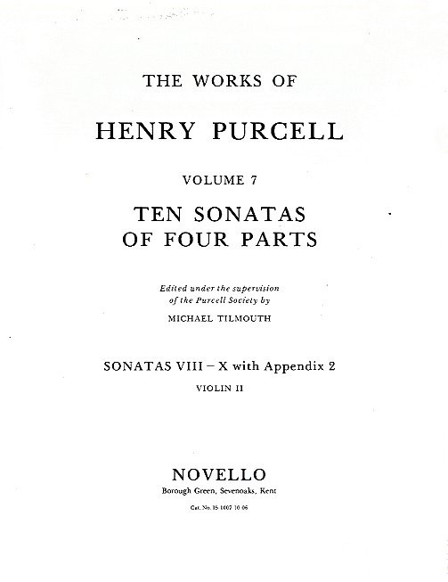 Henry Purcell: 10 Sonatas Of Four Parts Violin 2 (Sonatas VIII-X)