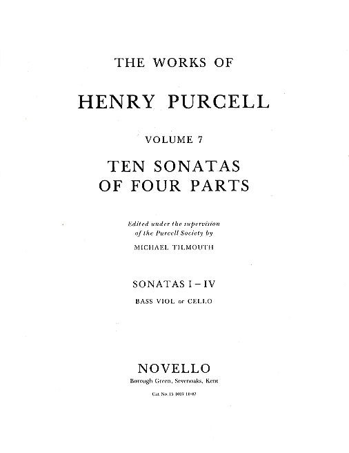 Henry Purcell: 10 Sonatas Of Four Parts For Cello (Sonatas V-VII)