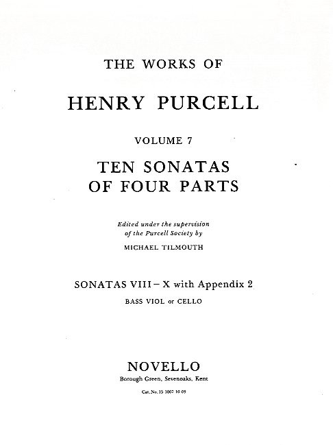 Henry Purcell: 10 Sonatas Of Four Parts For Cello (Sonatas VIII-X)