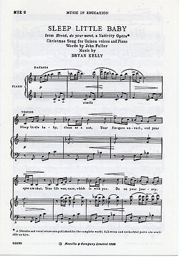Bryan Kelly: Sleep Little Baby For Unison Voices