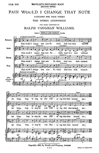 Vaughan Williams: Fain Would I Change That Note