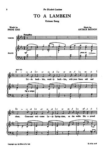 Baynon: To A Lambkin for Unison Chorus