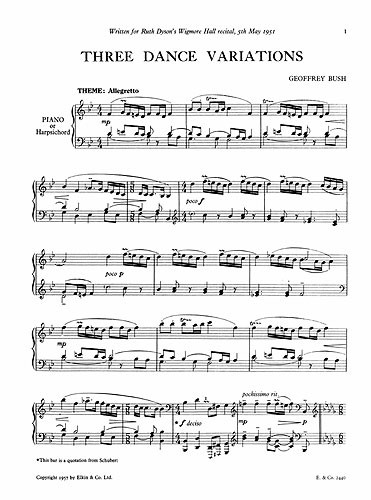 Geoffrey Bush: Three Dance Variations for Piano Solo