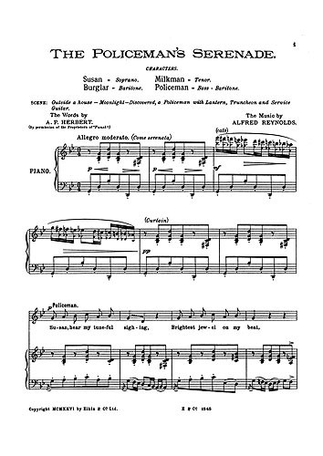 Reynolds The Policemans Serenade Vocal Score