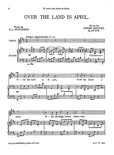 Quilter, R Two Song No.2 In C Voice/Piano