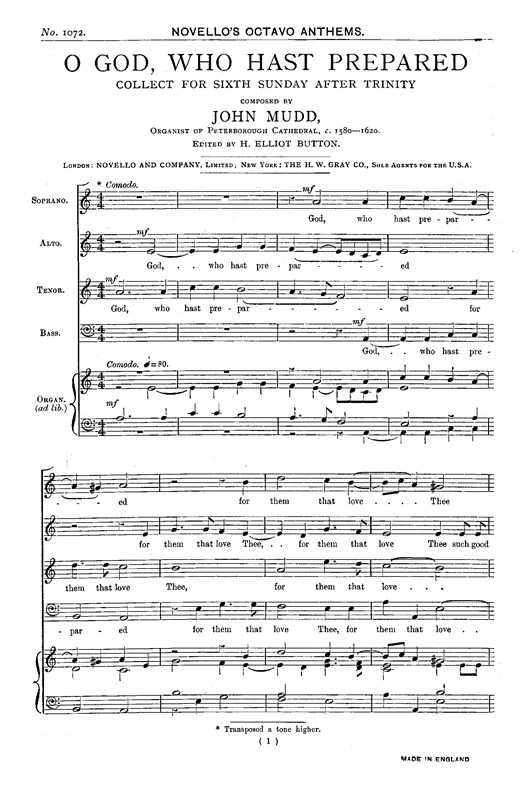 John Mudd: O God, Who Hast Prepared (SATB/Organ)