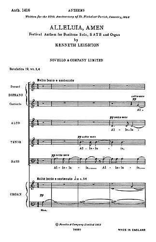 Kenneth Leighton: Alleluia, Amen (Festival Anthem)