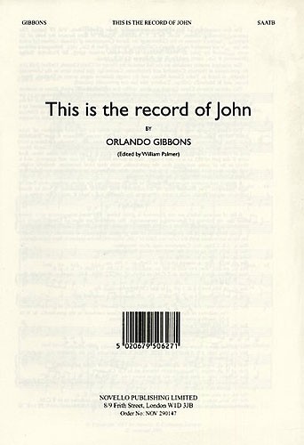 Orlando Gibbons: This Is The Record Of John (Alto Verse)