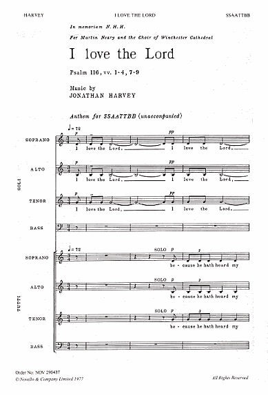 Jonathan Harvey: I Love The Lord