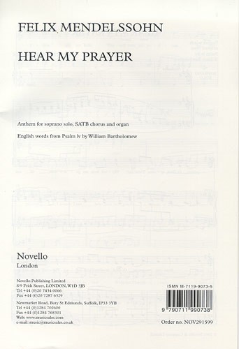 Felix Mendelssohn: Hear My Prayer (Soprano/SATB)
