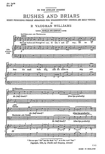 Ralph Vaughan Williams: Bushes And Briars (SATB)