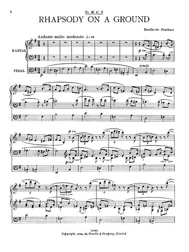 Heathcote Statham: Rhapsody On A Ground Organ