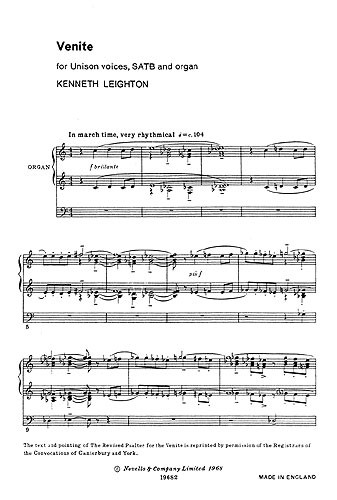 Leighton, K Venite Unison/Satb/Organ (Ncm 5)