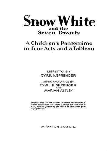 Snow White And The Seven Dwarfs Voice And Piano