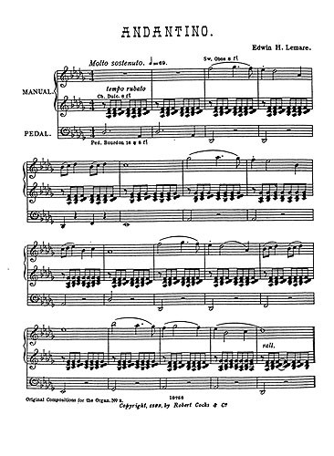 Edwin Lemare: Andantino In Db For Organ