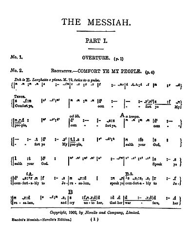 Handel, Gf Messiah Tonic Sol Fa (Prout) V/S