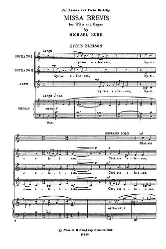 Michael Hurd: Missa Brevis (SSA)