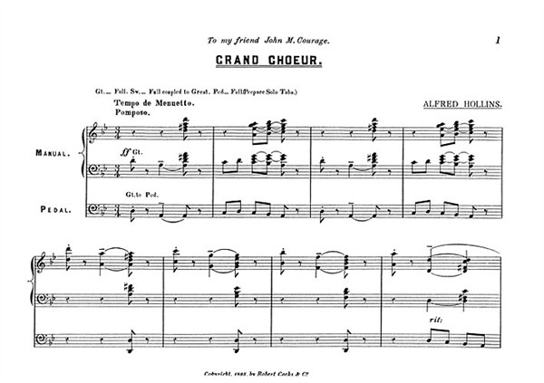 Alfred Hollins: Grand Choeur No.1 For Organ