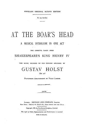 Gustav Holst: At The Boar's Head (Vocal Score)