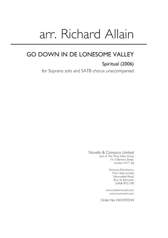 Richard Allain: Go Down In De Lonesome Valley