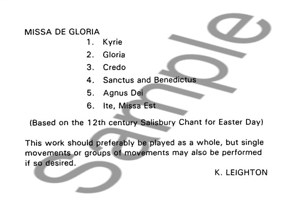 Kenneth Leighton: Missa De Gloria Op. 82 for Organ