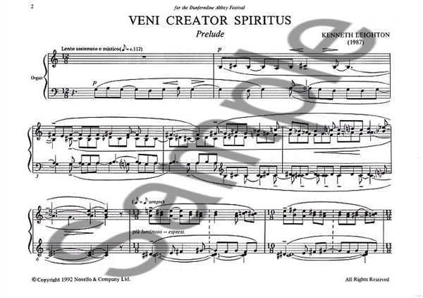 Kenneth Leighton: Veni Creator Spiritus And Veni Redemptor For Organ