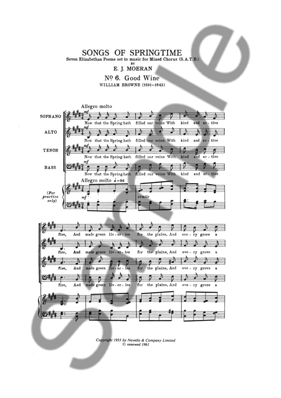 Ernest John Moeran: Good Wine (SATB)