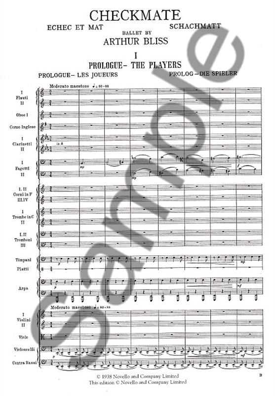 Arthur Bliss: Checkmate - Complete Study Score