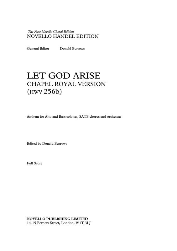 G.F. Handel: Let God Arise HWV256b (Chapel Royal Version) - Full Score