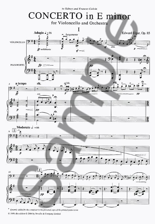 Edward Elgar: Concerto For Cello And Orchestra In E Minor Op.85 (Cello/Piano)