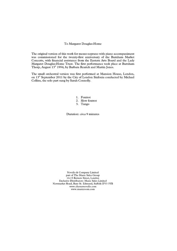 Richard Rodney Bennett: A History Of The Thé Dansant (Full Score)