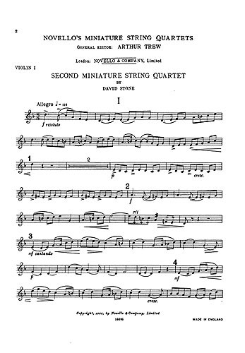 David Stone: Miniature Quartet No.2 Parts