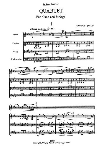 Jacob: Quartet For Oboe & Strings (Miniature Score)